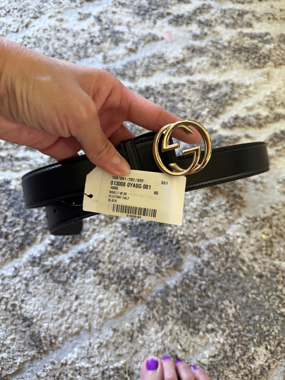 Gucci Black Leather Belt with Gold Double G Buckle